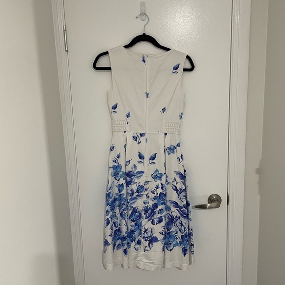 Sold Review Size 6 White Dress with blue flowers - Picture 2 of 6